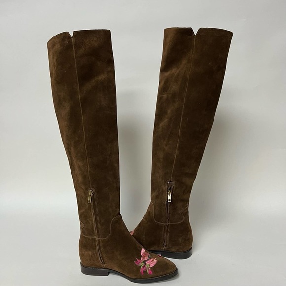 Ash Jess Over The Knee Boots Tall Embroidered Brown Suede Zip Size 37 $498 - Picture 10 of 11